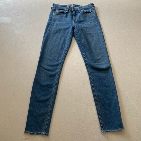 rag & bone Cate Mid Rise Ankle Skinny Jeans – Women’s 24 Palmer Blue Raw Hem - Picture 3 of 12